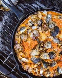 High angle view of food