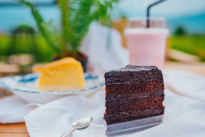 Close-up of cake on table