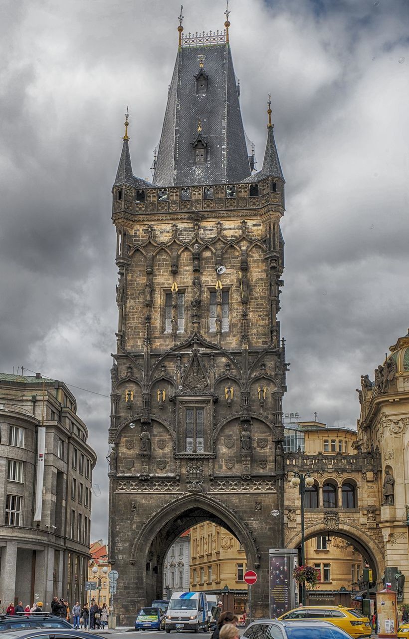 LOW ANGLE VIEW OF BUILDINGS AGAINST CLOUDY SKY