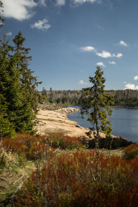 Scenic view of lake against sky