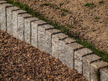 High angle view of stone wall