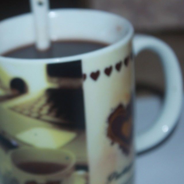 drink, indoors, food and drink, coffee cup, refreshment, table, close-up, coffee - drink, focus on foreground, saucer, still life, cup, freshness, frothy drink, coffee, selective focus, spoon, communication, text, no people