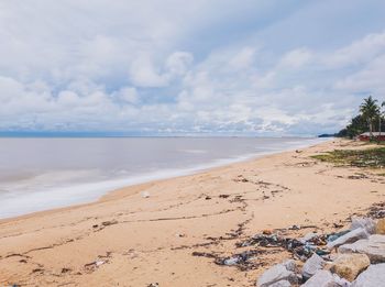 Scenic view of beach against sky