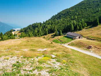 Passo di saint antonio and peak of cima paganella. resort andalo in dolomite alps, trentino, italy