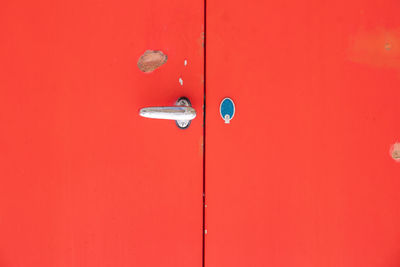 Full frame shot of red door