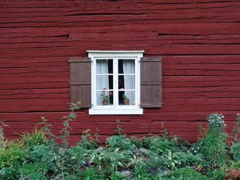 Closed door of building