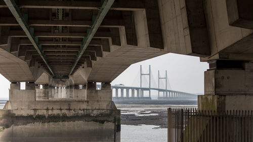 Arch bridge over sea against sky