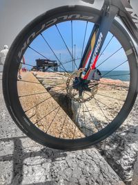 Close-up of bicycle wheel