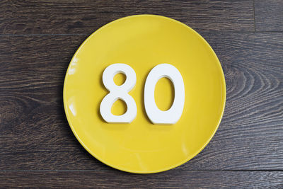 High angle view of lemon in plate on table