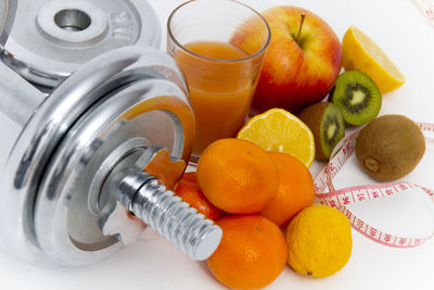 High angle view of orange fruits