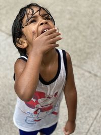 Full length of boy standing outdoors