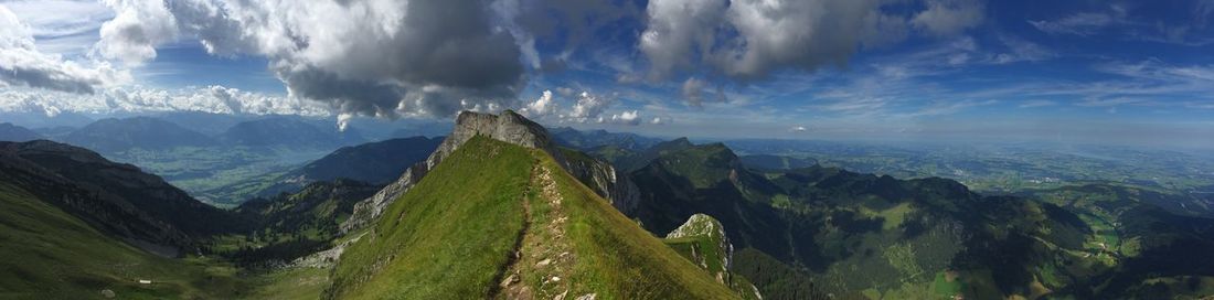 Panoramic view of mountains against sky