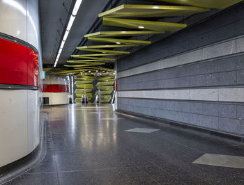 Interior of illuminated subway station