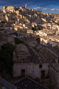 High angle view of townscape against sky