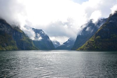 Scenic view of norwegian fjord 