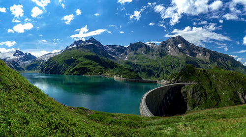 Panorama of the kaprun dam, a hydroelectric power station in the austrian alps