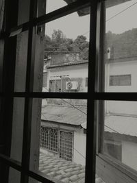 View of city through window