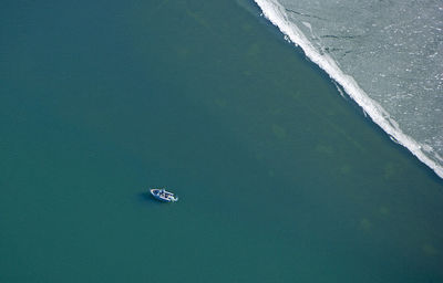 High angle view of ship in sea