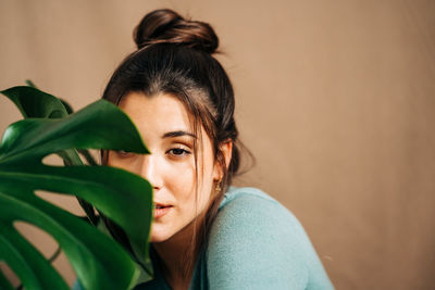 Portrait of woman relaxing outdoors