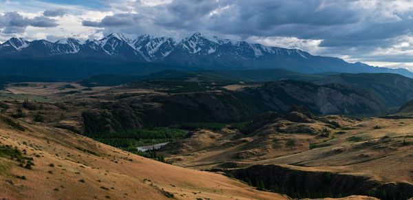 Scenic view of mountains against sky