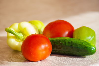 Close-up of tomatoes on table