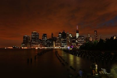 Illuminated city at night