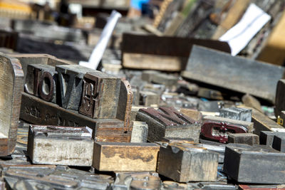 Close-up of wooden letters