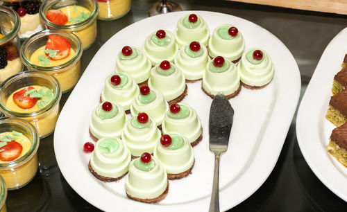 High angle view of cake on table
