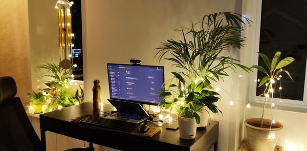 Laptop on table at home