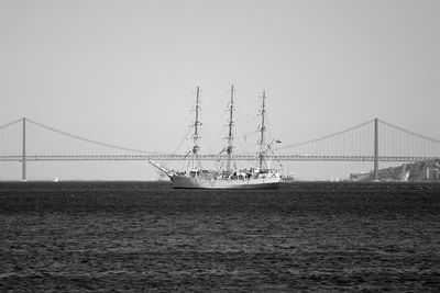 Suspension bridge over river