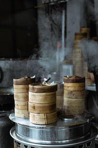 Close-up of stack of food