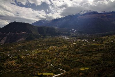 Scenic view of mountains against sky