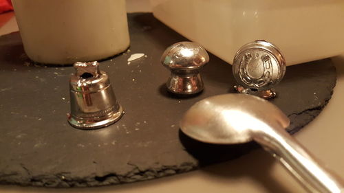 High angle view of eyeglasses on table