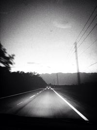 Empty road along trees