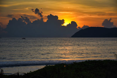 Scenic view of sea against sky during sunset