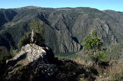 Scenic view of rocky mountains against sky