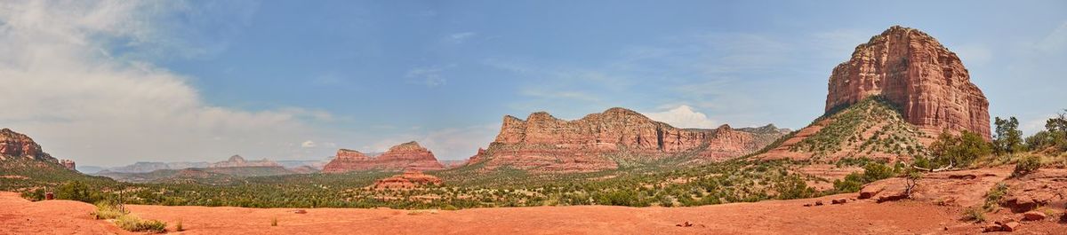 Panoramic view of rock formations against sky