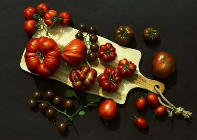 Directly above shot of christmas decorations on table