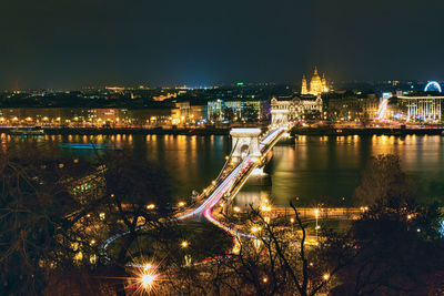 Illuminated city at night