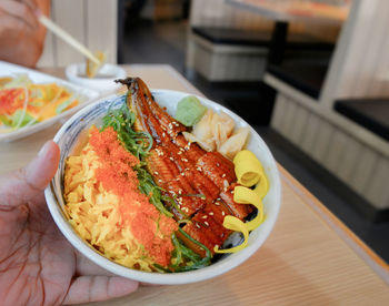 Close-up of sushi served on table