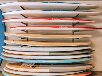 High angle view of books on table