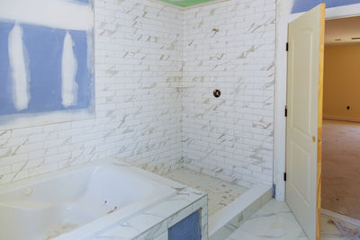 White wall in bathroom