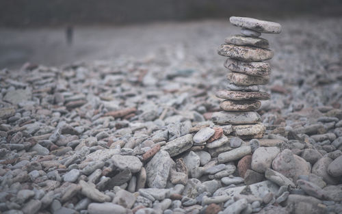 Stack of pebbles on beach