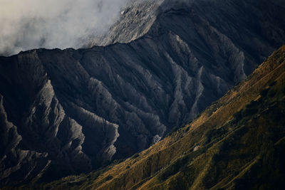 Encounter of an active volcano s crater and an inactive volcano at mount bromo