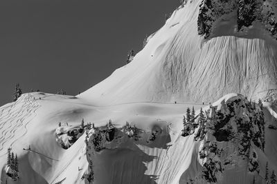 Panoramic view of snow covered mountain against sky