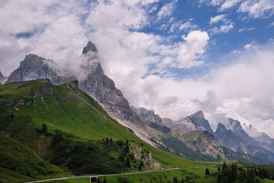 Road leading to the pale di san martino dolomites trentino italy