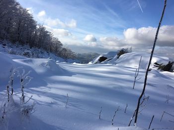 Scenic view of snow covered landscape