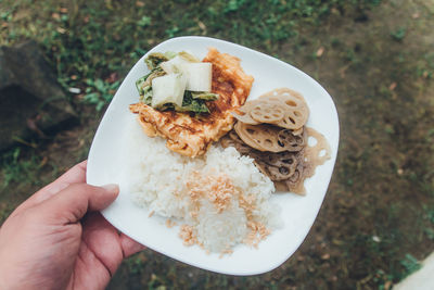 Close-up of hand holding food