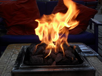 Close-up of fire pit