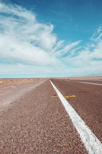 Surface level of road against sky